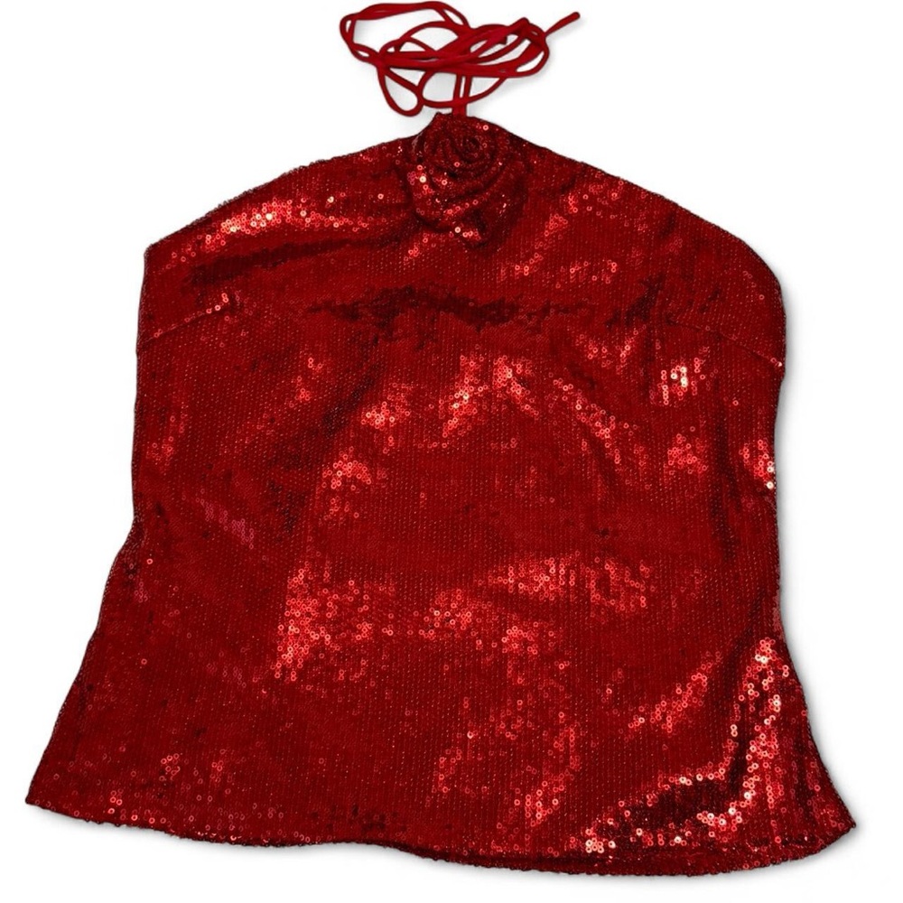 Main Strip Red Sparkle Sequin Halter Top Brand New Size Large - Picture 2 of 5